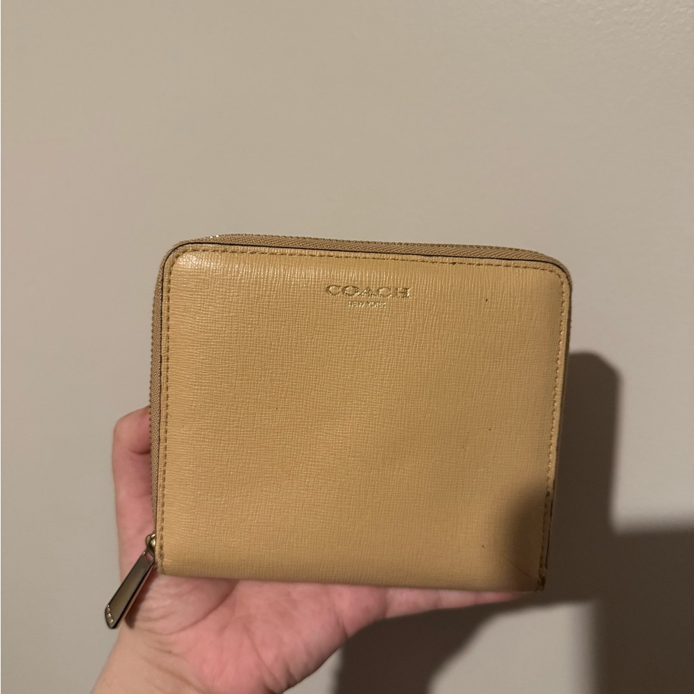Coach Beige Leather Zip Wallet